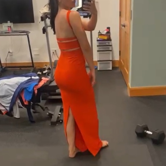 Solace Crockett open back strappy maxi dress with slit. Comfy easy to walk in - Picture 6 of 11